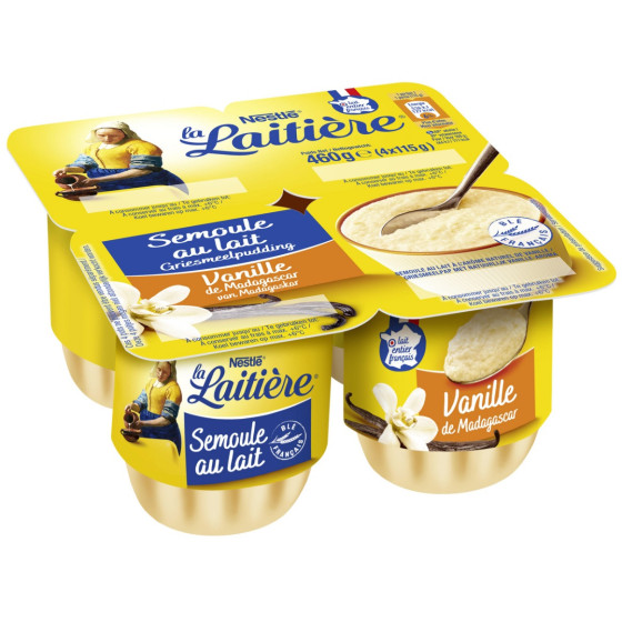 SEMOULE AU LAIT VANILLE LA LAITIERE 4 X 115G