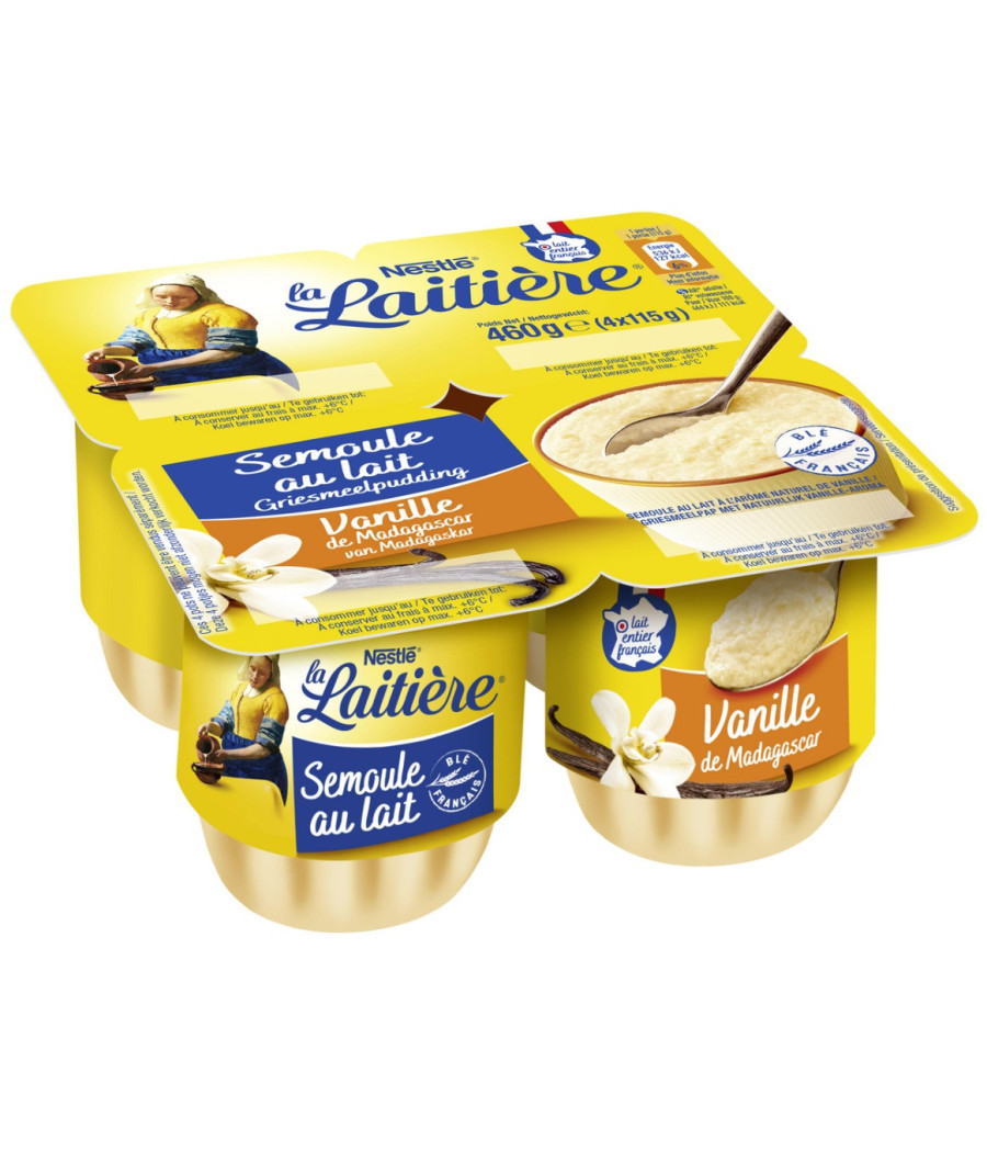 SEMOULE AU LAIT VANILLE LA LAITIERE 4 X 115G SEMOULE AU LAIT VANILLE LA LAITIERE 4 X 115G