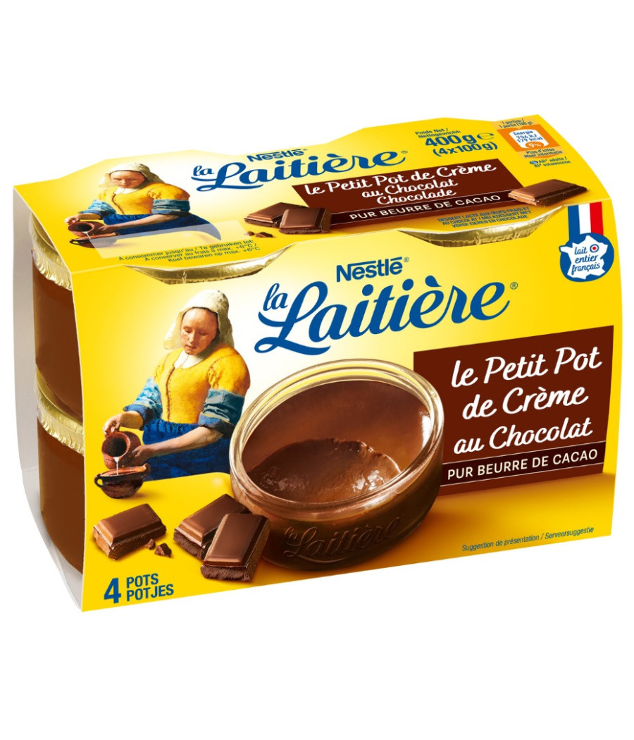 LE PETIT POT DE CREME AU CHOCOLAT LA LAITIERE 4 X 100G LE PETIT POT DE CREME AU CHOCOLAT LA LAITIERE 4 X 100G