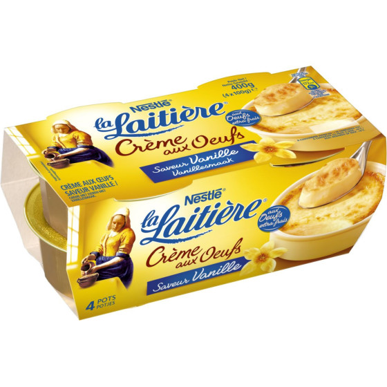 CREME AU OEUF LA LAITIERE SAVEUR VANILLE 4 X 100G