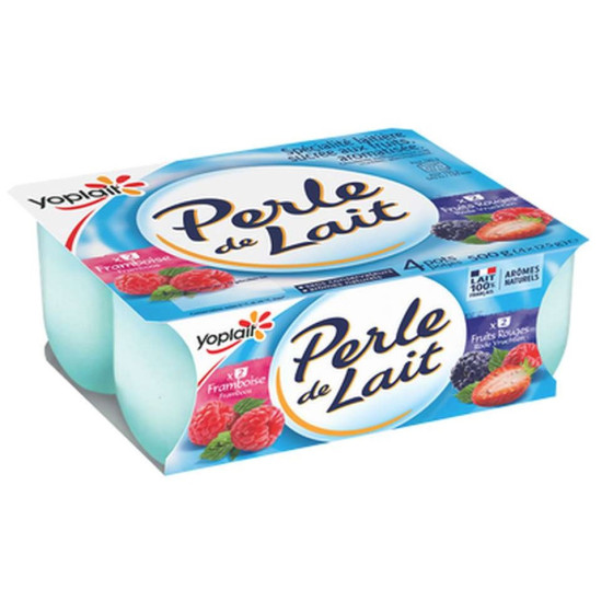 PERLE DE LAIT FRUITS ROUGES FRAMBOSES 4 X 125G
