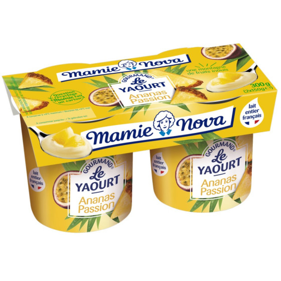 YAOURT GOURMAND ANANAS PASSION 2 X 150G - MAMIE NOVA
