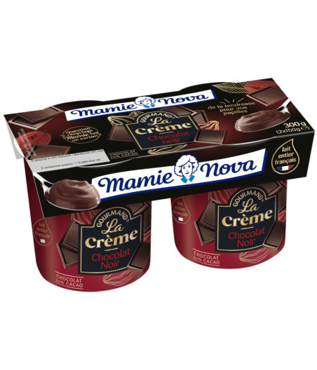 YAOURT GOURMAND CHOCOLAT NOIR INTENSE  2 X 150G - MAMIE NOVA