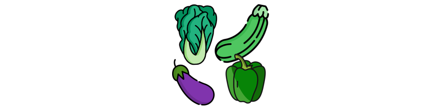 Aubergines, Courgettes, Poivrons et Légumes vertes